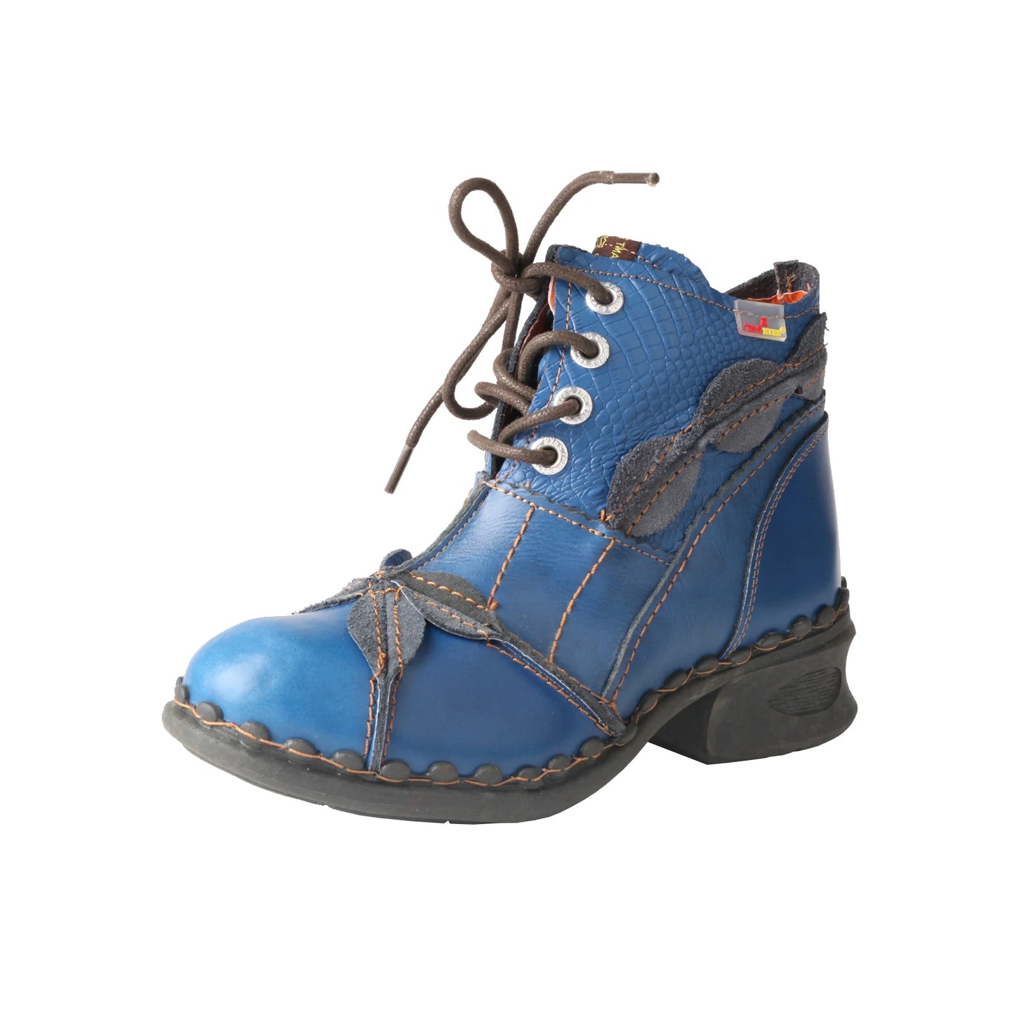 Leafy Lace Lovelies - Leaf Pattern Washed Leather Brogue Ankle Boots For Women